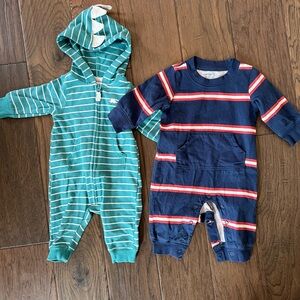 Carter's Striped One Piece Sets - Teal and Navy